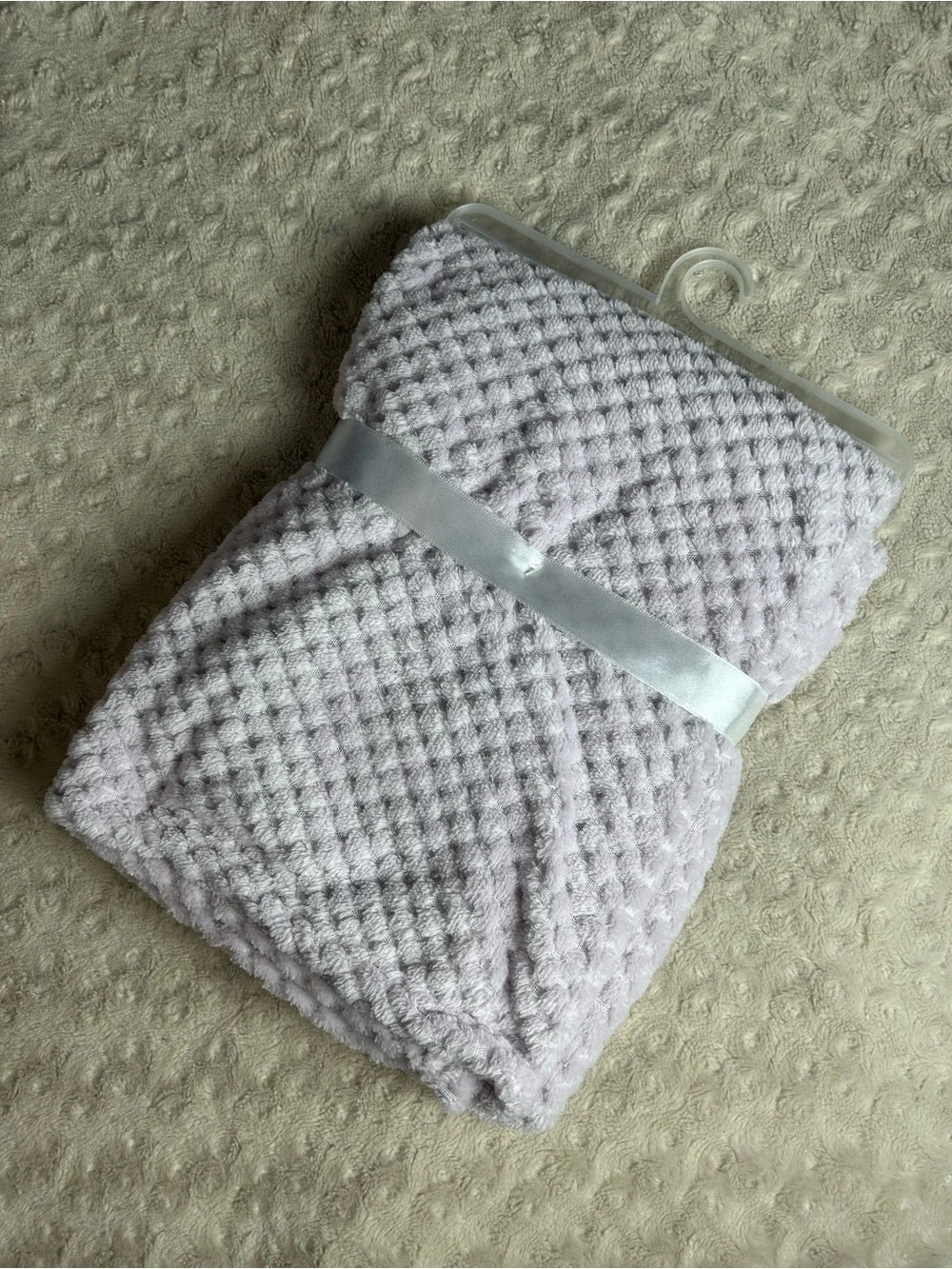 Born Loved Solid Purple Honeycomb Baby Blanket Textured Soft Plush